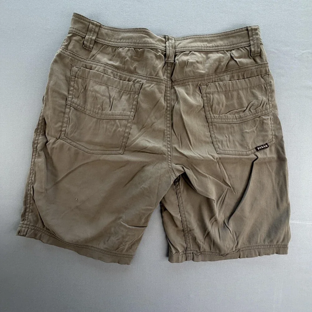 PrAna Shorts Mens FIT 34 Beige Chino 5 Pocket Flat Front Casual Outdoor 9 Inseam